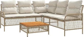 vidaXL Set De Sof&aacute;s De Jard&iacute;n 2 Pzas Y Cojines Rat&aacute;n Sint&eacute;tico Marr&oacute;n Vidaxl