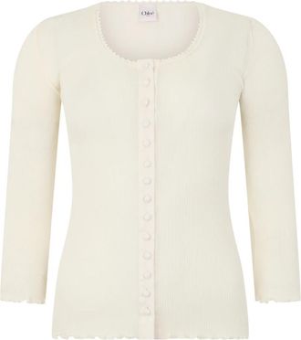Chlo&eacute; Long Sleeve Shirt - Dames - Vesten - Beige - L - Katoen - Truien & Vesten