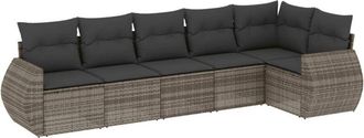 vidaXL Set De Muebles De Jard&iacute;n 6 Pzas Y Cojines Rat&aacute;n Sint&eacute;tico Gris Vidaxl