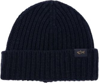 Paul & Shark Geribbelde gebreide beanie - Heren - Hoeden - Blauw - ONE Size - Accessoires