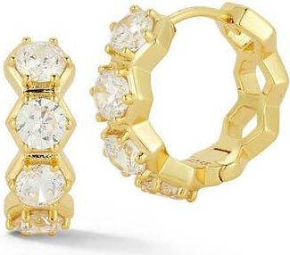Glaze Jewelry Cubic Zirconia Hexagon Huggie Hoop Earrings in Gold at Nordstrom Rack