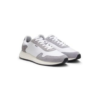BOSS Lace-up sneakers in lightweight fabric with suede trims