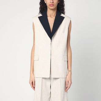 Erika Cavallini Semi Couture Linen waistcoat with open back