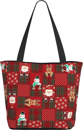 AOOEDM Plaid Santa Reindeer Ladies Shopping Bag 13x11x7in.The Perfect ValentineS Day Gift.It Is The Best ValentineS Day Gift For Mom, Daughter, Wife,Etc