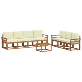 vidaXL Conjunto De Sof&aacute;s De Exterior Con Coj&iacute;n 8 Pcs Natural Y Crema Vidaxl