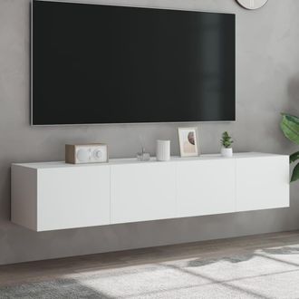 vidaXL Vidaxl - Muebles De Tv De Pared Con Luces Led 2 Uds Blanco 80x35x31 Cm