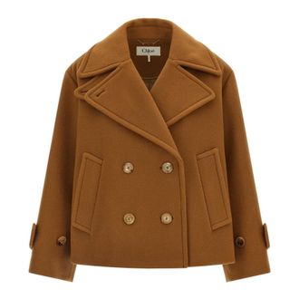 Chlo&eacute; Oversized korte jas - Dames - Mantels - Bruin - Maat: XS Katoen