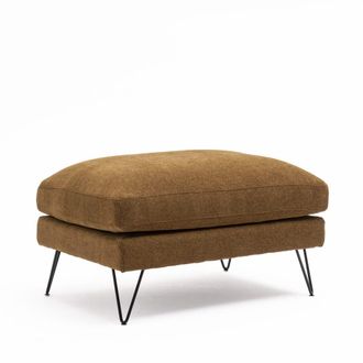 DRAWER Puf de tela con patas de metal negras - Bronce