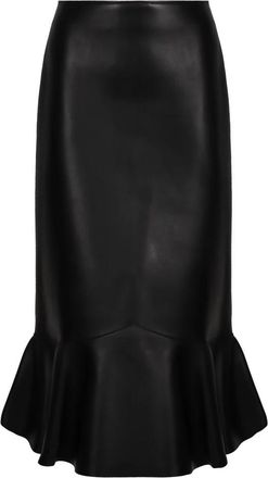 Fendi Zwarte Napa Leren Peplum Rok - Dames - Midirokken - Zwart - XS - Leer - Rokken