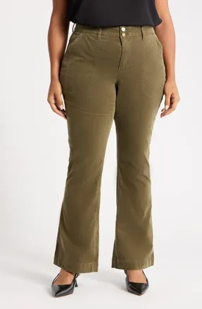Wit & Wisdom Corduroy Flare Leg Pants in Forest Moss at Nordstrom, Size 18W