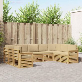 vidaXL Vidaxl Set Di Divani Da Esterno 7 Pz Bianco E Beige Poliestere
