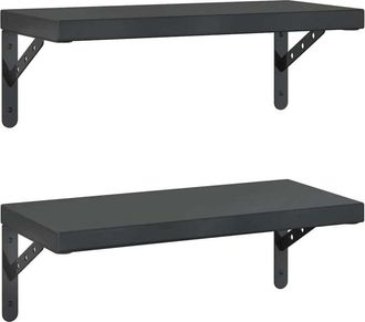 vidaXL Wall Shelves 2 pcs 50x23.5 cm Black Stainless Steel Vidaxl