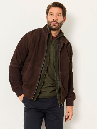 Fat Face FatFace Chocolate Brown 100% Suede Bomber Jacket