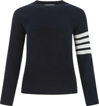 Thom Browne Marineblauwe wollen trui - Dames - Ronde hals truien - Blauw - XS - Wol - Truien & Vesten