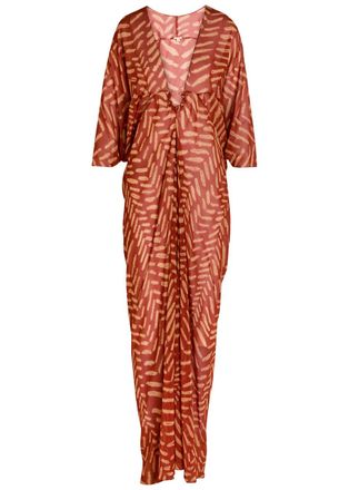 Johanna Ortiz Sensory Tapestry Patterned Georgette Maxi Kaftan Dress - Red - 10 (UK14 / L)