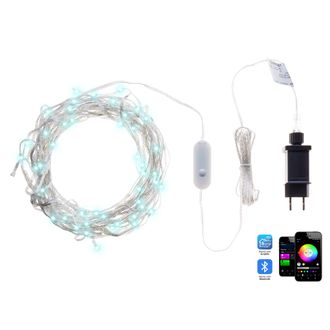 Beliani Cortina De Luces Led Que Cambian De Color Controladas Por Aplicaci&oacute;n 150 Cm Con Temporizador E Interruptor Transparente Kulusuk