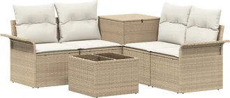 vidaXL Juego De Sof&aacute; 6 Uds. 4-n&uacute;mero De Plazas Beige Y Blanco Crema Vidaxl