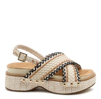 Kelsi Dagger Womens Pace Platform Raffia Sandals In Shell