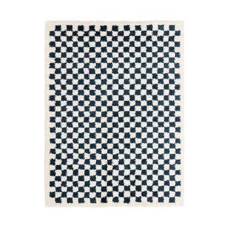 AFK Living Alfombra de pelo alto a cuadros suave y c&oacute;moda 80 x 150 cm