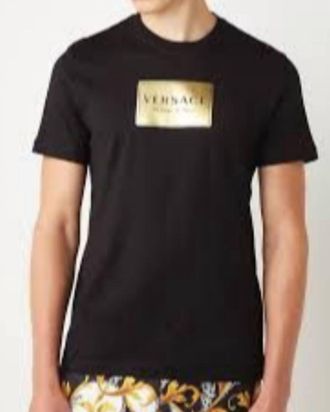 Versace Mens Versace Logo T-Shirt In Black