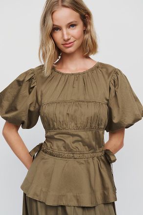 Damson Madder Hadley 100% Cotton Puff Sleeve Blouse