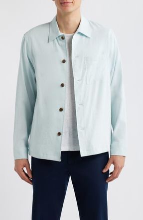 Theory Linen Blend Overshirt Jacket in Dark Icy Dew at Nordstrom, Size Xx-Large