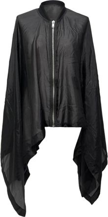 Rick Owens Zip Poncho in zwarte zijde