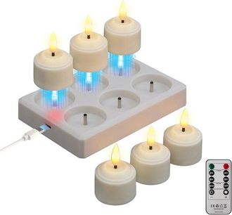 OEM Velas Led Recargables - Crea Ambiente Con Iluminaci&oacute;n Ambiental - Con Base De Carga - 6 Unidades - Color De La Vela