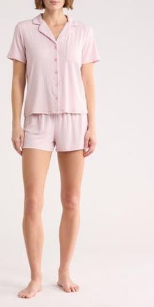 Danskin Notched Short Sleeve Top & Shorts Pajamas in Wisteria Bloom at Nordstrom Rack, Size X-Large