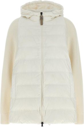Brunello Cucinelli White Quilted Hood Jackets