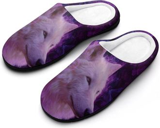 Generic Wolf Rose Flame Mens Slippers Comfortable And Non-slip Cotton Slipper Shoe for House