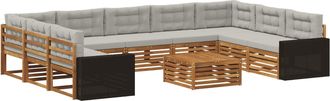 vidaXL Conjunto De Sof&aacute;s De Exterior 10 Uds. Natural Y Gris Claro Vidaxl