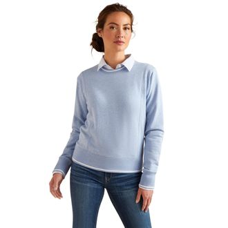 Ariat Womens Tedstock Sweatshirt Long Sleeve in Light Blue Heather, Size X-Small, by Ariat