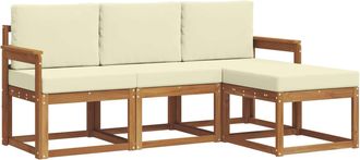 vidaXL Conjunto De Sof&aacute;s De Exterior 4 Uds. Natural Y Crema Vidaxl