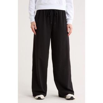 Zella Relay French Terry Ultra Wide Leg Pants in Black at Nordstrom Rack, Size X-Large