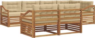 vidaXL Conjunto De Sof&aacute;s De Exterior 7 Uds. Natural Y Beige Vidaxl