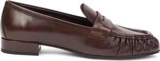 Prada Womens Leather Loafers Dark Brown Calfskin