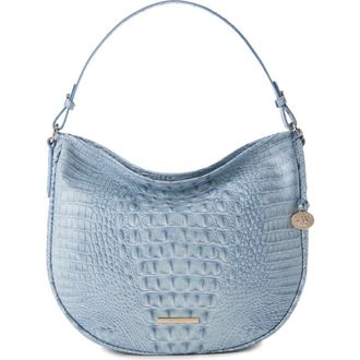 Brahmin Small Kathleen Croc Embossed Leather Shoulder Bag in Stonewash at Nordstrom