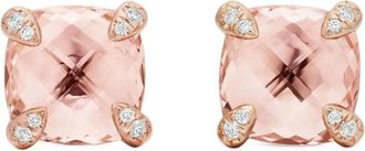 David Yurman 18kt rose gold Chatelaine morganite and diamond stud earrings (8mm) - women - 18kt Rose Gold/Diamond/Morganite - One Size - Pink