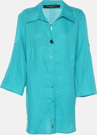 Marina Rinaldi Green Linen Stirrup Sleeve Plain Shirt