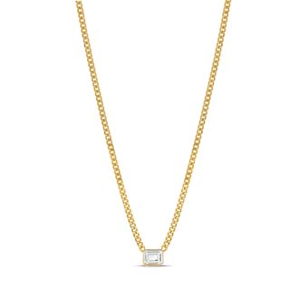 SHYMI Fancy Shape Curb Chain Necklace -.925 Sterling Silver, 14k Gold-Plated - Rhodium Plated, Cubic Zirconia, Adjustable Chain