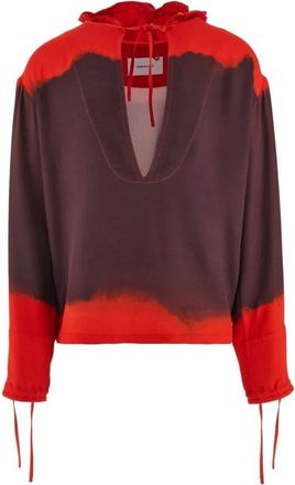 Ferragamo Kaftan met gradient-effect en capuchon - Heren - Hoodies - Rood - M - Katoen - Hoodies & sweatvesten