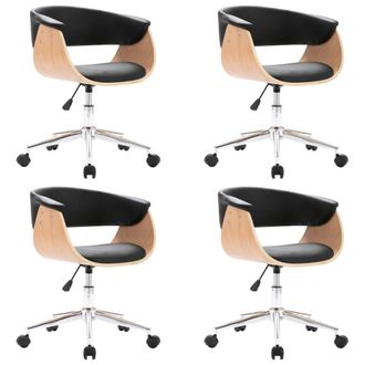 vidaXL Sillas De Comedor Giratorias 4 Unidades Cuero Sint&eacute;tico Negro Vidaxl