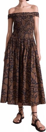 Apiece Apart Britt Off-Shoulder Maxi Dress In Floral Chocolate