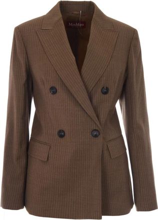 Max Mara Mico Double-breasted Jas - Dames - Blazers - Bruin - M - Wol - Jassen
