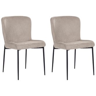 Beliani Beliani - Conjunto De 2 Sillas Gris Pardo Negro Poli&eacute;ster Patas De Metal Ada