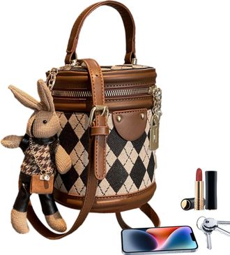 Generic Small Bucket Bag - PU Handbag, Large Capacity Fashionable-Bag | Multifunctional Shoulder Bag with Adjustable Strap and Spacious Interior for Travel Wo