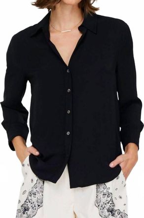 Current Air Quarter Sleeve Button Down Shirt In Black