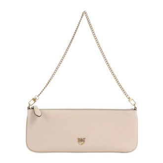 Pinko New Horizontal Flat Vitello Seta - Dames - Schoudertassen - Beige - ONE Size - Leer - Tassen