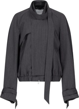 Victoria Beckham Scarf Bomberjack - Dames - Bomber jackets - Grijs - M - Wol - Jassen